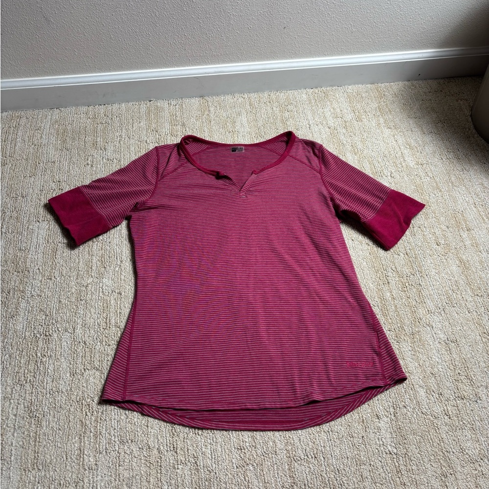 Marmot Women's Red Striped Short Sleeve Top